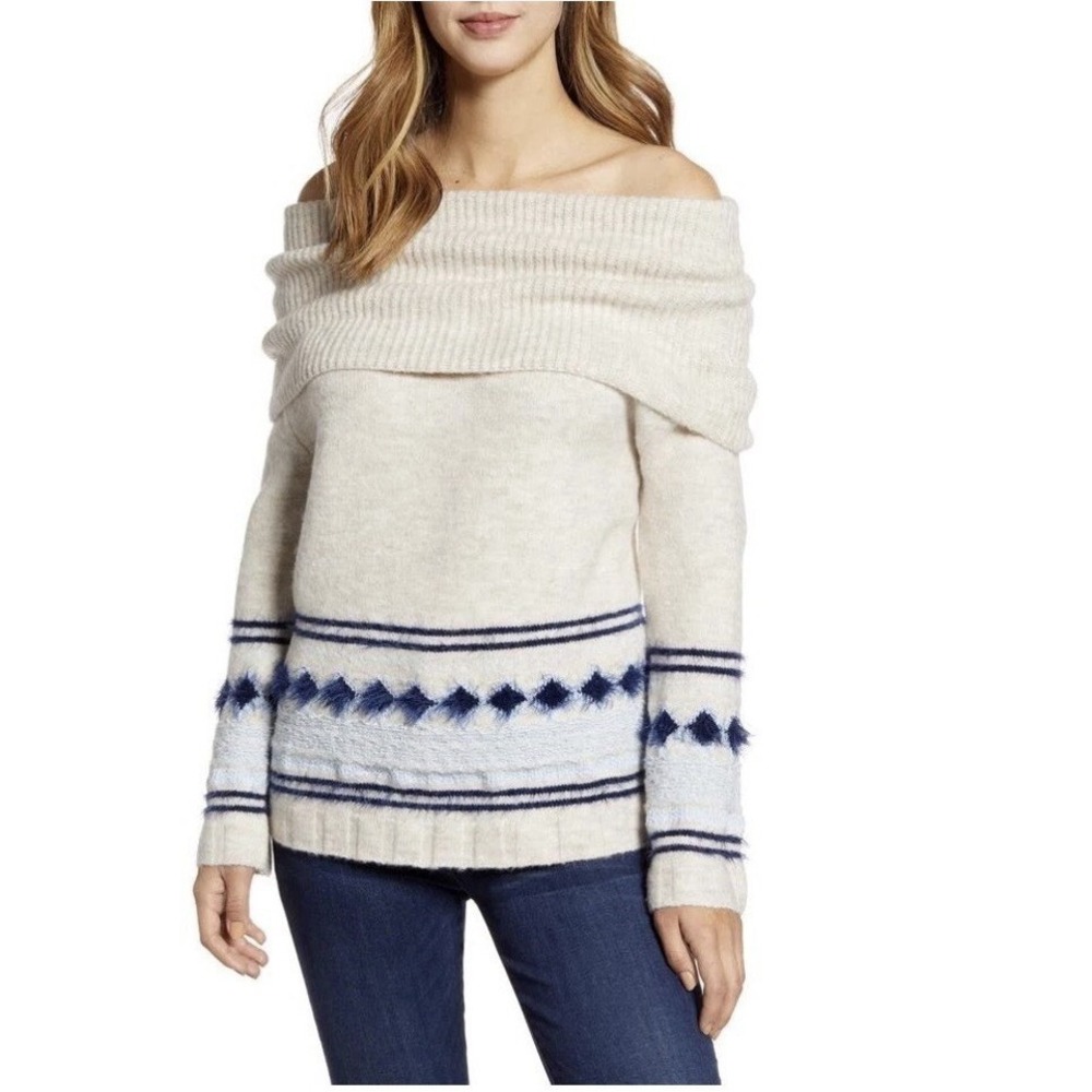 NEW Womens CASLON Nordstrom 3-in-1‎ Sweater Cowl Neck Off-the-Shoulder Soft S